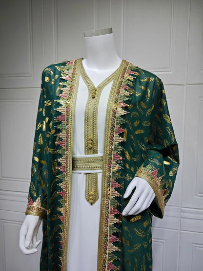 Eid Kimono Jalabiya Muslim Set Women Abaya Dubai Kaftan Morocco Caftan Kebaya Ramadan Dress Djellaba Islam Clothing Ramadan Robe