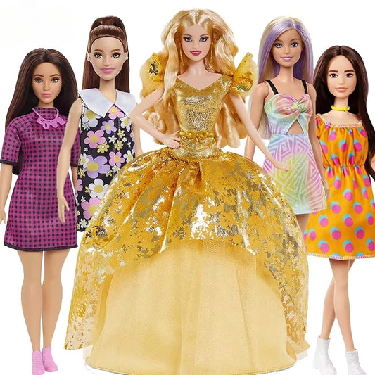 Original Barbie Fashionistas Dolls Multiple Body Shapes Skin Tones 1/6 Dress Up Accessories Kids Toys for Girls Trends Clothes.