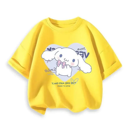 2024 New Summer COTTON T shirt Girls Boys Cinnamoroll T shirt Cartoon Print Kids T-Shirts Children Girls Tops Clothes.