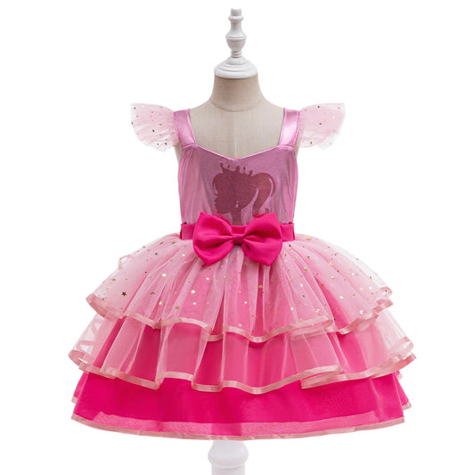 Baby Mädchen Kleider Barbie Prinzessin Cosplay Mädchen Rock Mesh Flauschigen Geburtstag Party Kleid Halloween Leistung Kleid Kinder Kleidung.