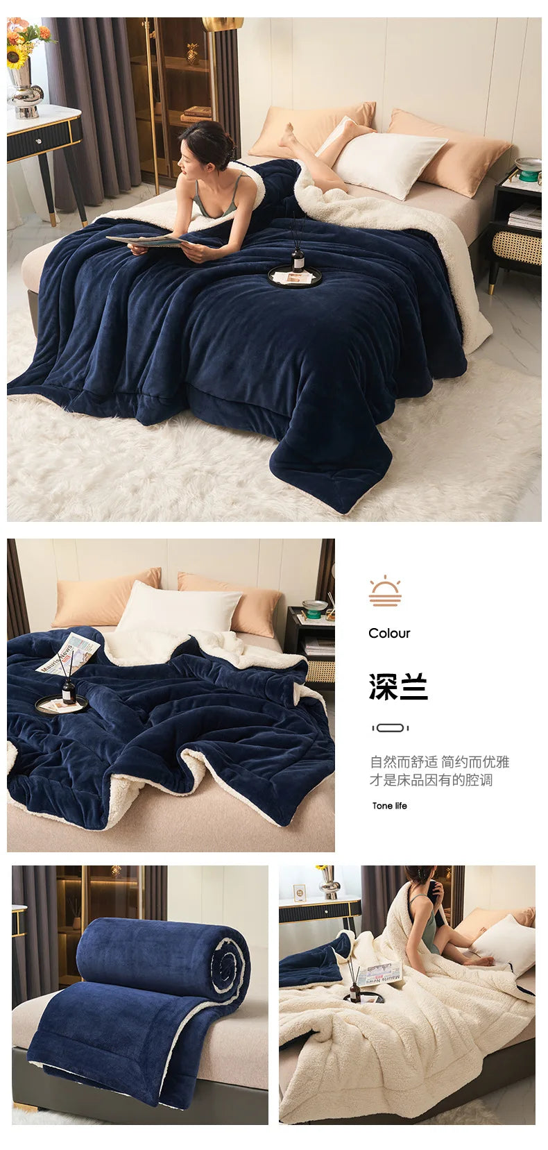 Wool Throw Blanket Keep Warm Winter Bed Blankets Double Sided Queen Duvet Cover Camping Double Bed Cover Bedspread On The Bed