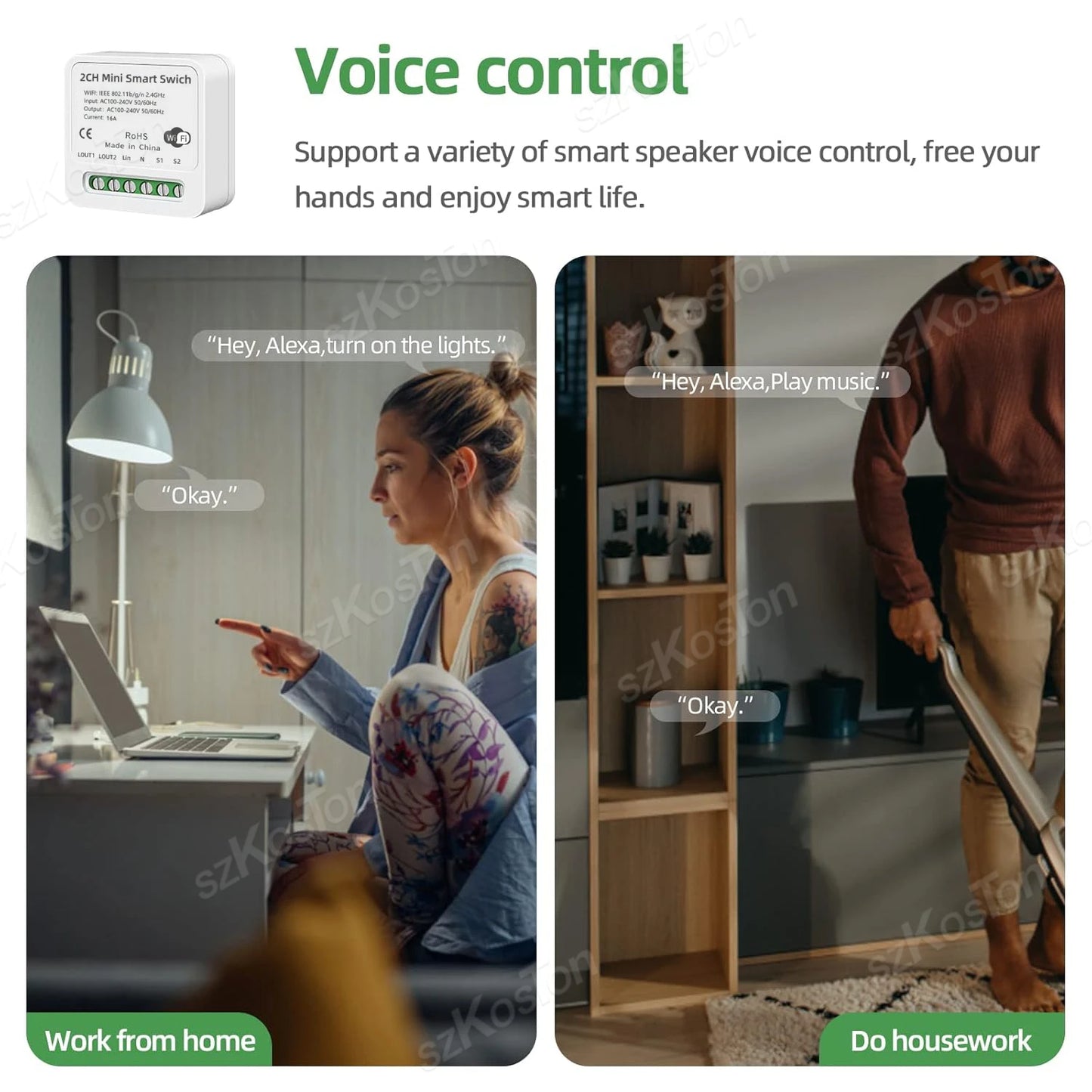 16A Tuya WiFi Smart Switch Modul Smart Home 2CH MiNi DIY Licht Breaker Timer Sprachsteuerung Funktioniert mit Alexa Google Hause.