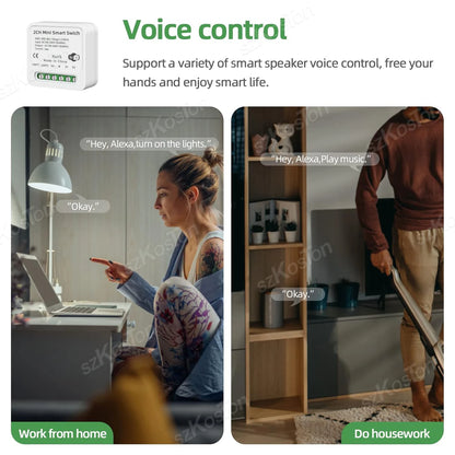 16A Tuya WiFi Smart Switch Modul Smart Home 2CH MiNi DIY Licht Breaker Timer Sprachsteuerung Funktioniert mit Alexa Google Hause.