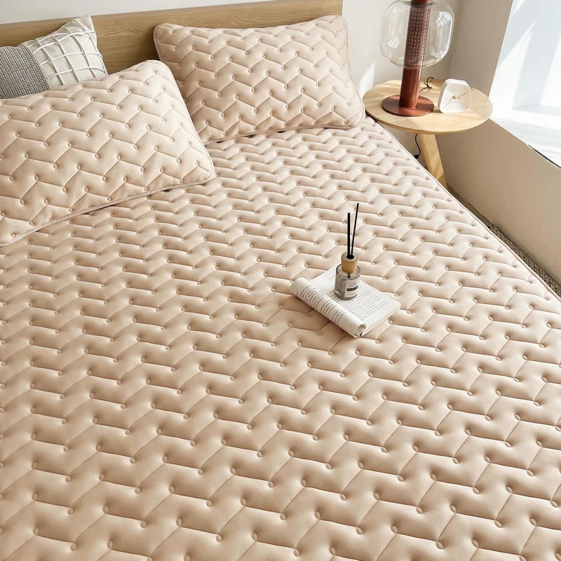 3pcs Waterproof Bedding Set 1pc Mattress Cover 2pcs Pillowcase Soft Comfortable Fitted Sheet Washable Durable Mattress Protector