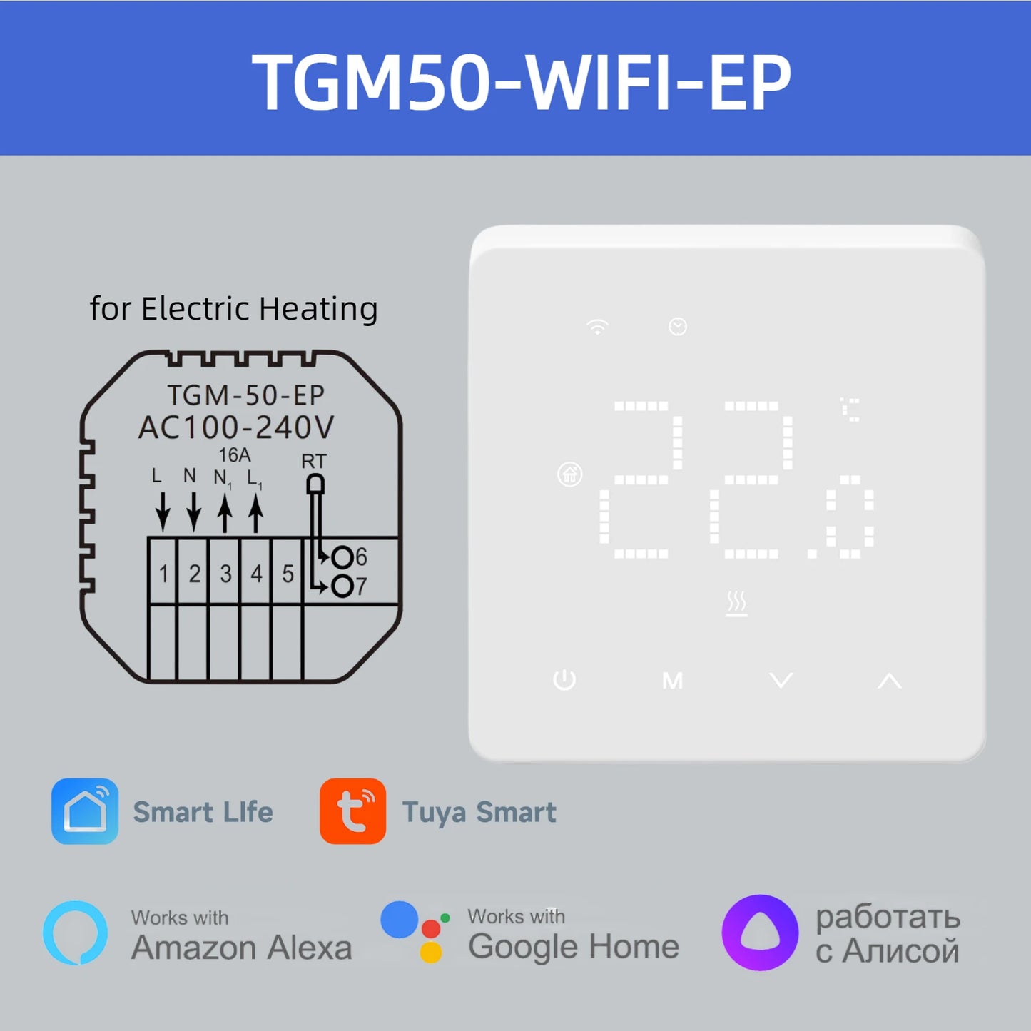 Beok Tuya Wifi Room Thermostat Underfloor Heating System Thermoregulator for Gas Boiler Electric Heating with Alexa Google Home