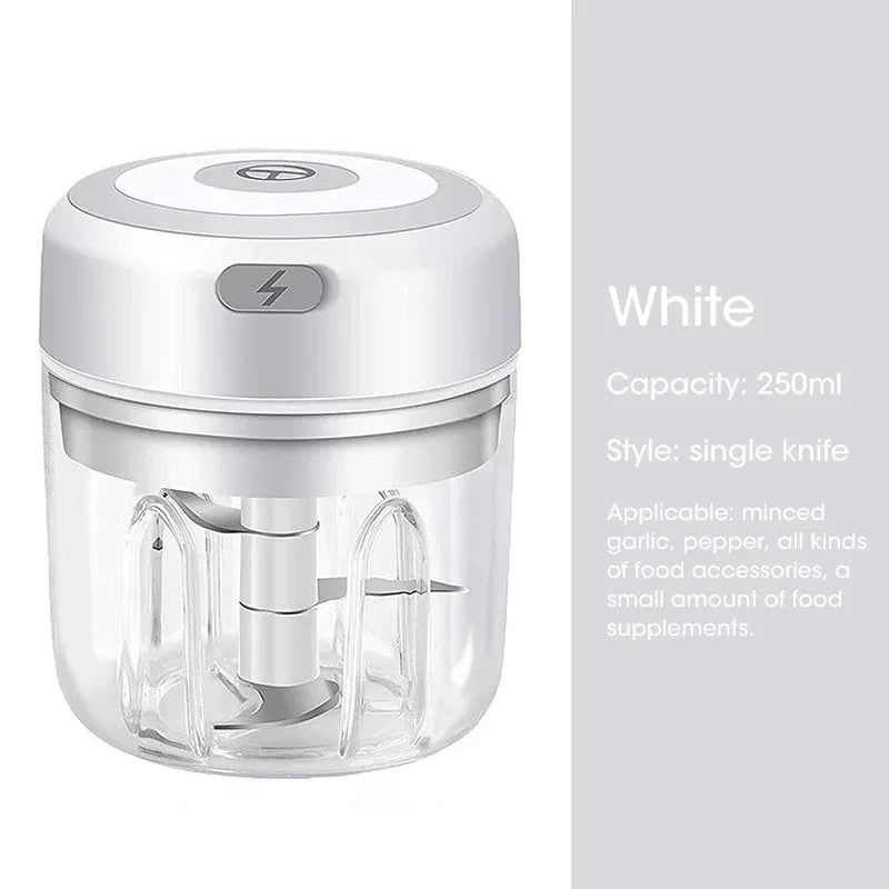 100ML/250ML Mini Electric Garlic Chopper USB Meat Grinder Garlic Masher Machine Sturdy Durable Crushed Ginger Vegetable Crusher.