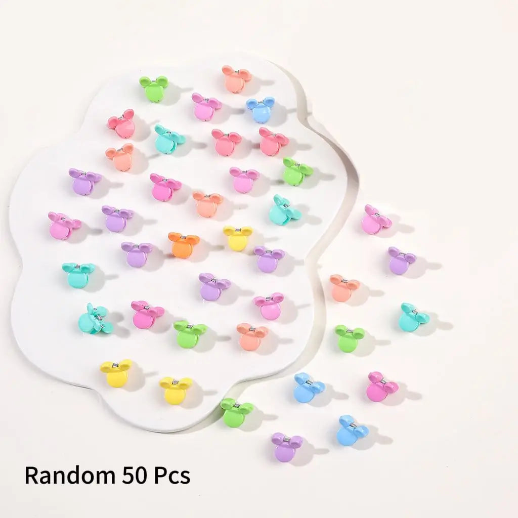 50Pcs Flower Hair Clips Multi color Mini Cute Hair Styling Accessories for Girls and Women Birthday Gifts,10 Colors at Least.