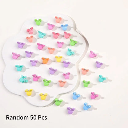 50Pcs Flower Hair Clips Multi color Mini Cute Hair Styling Accessories for Girls and Women Birthday Gifts,10 Colors at Least.