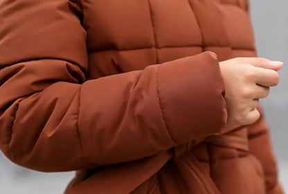 Neue Wintermode Langarm Pelzkragen Reißverschluss Einfarbig Slim Fit Lange Version Dicke Daunenjacke Mit Kapuze Für Frauen, 6 Farben.