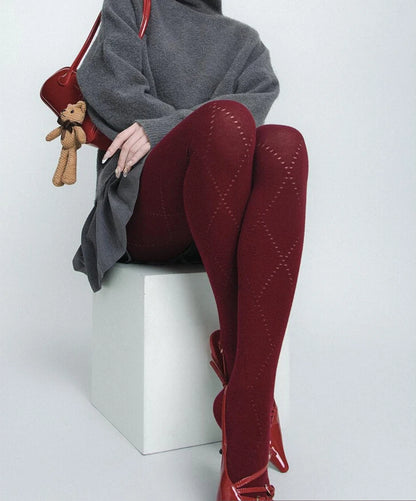 Talenza Autumn Winter Leggings Women's Solid High Waist Slim Sexy Warm Pantyhose Super Elastic Y2k Hollow Tights Women's Socks