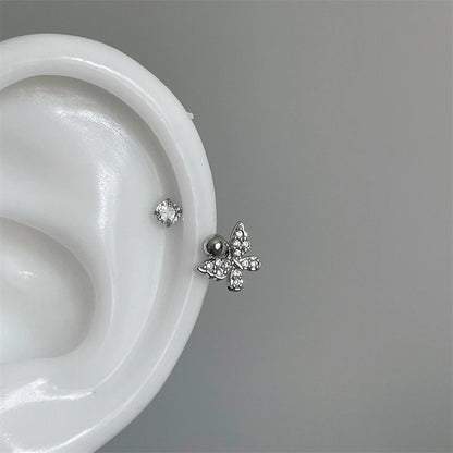 1PCS Pink Zircon Cross 316L Stainless Steel Annular Ear Bone Nail New Fashion U-shaped Earrings for Women Y2K Punk Jewelry