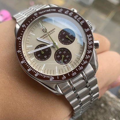 PAGANI DESIGN 2025 New Saturn Men's Watches Top Luxury Quartz Watch Men Light Tan Chronograph AR Sapphire crystal Wristwatch Men.