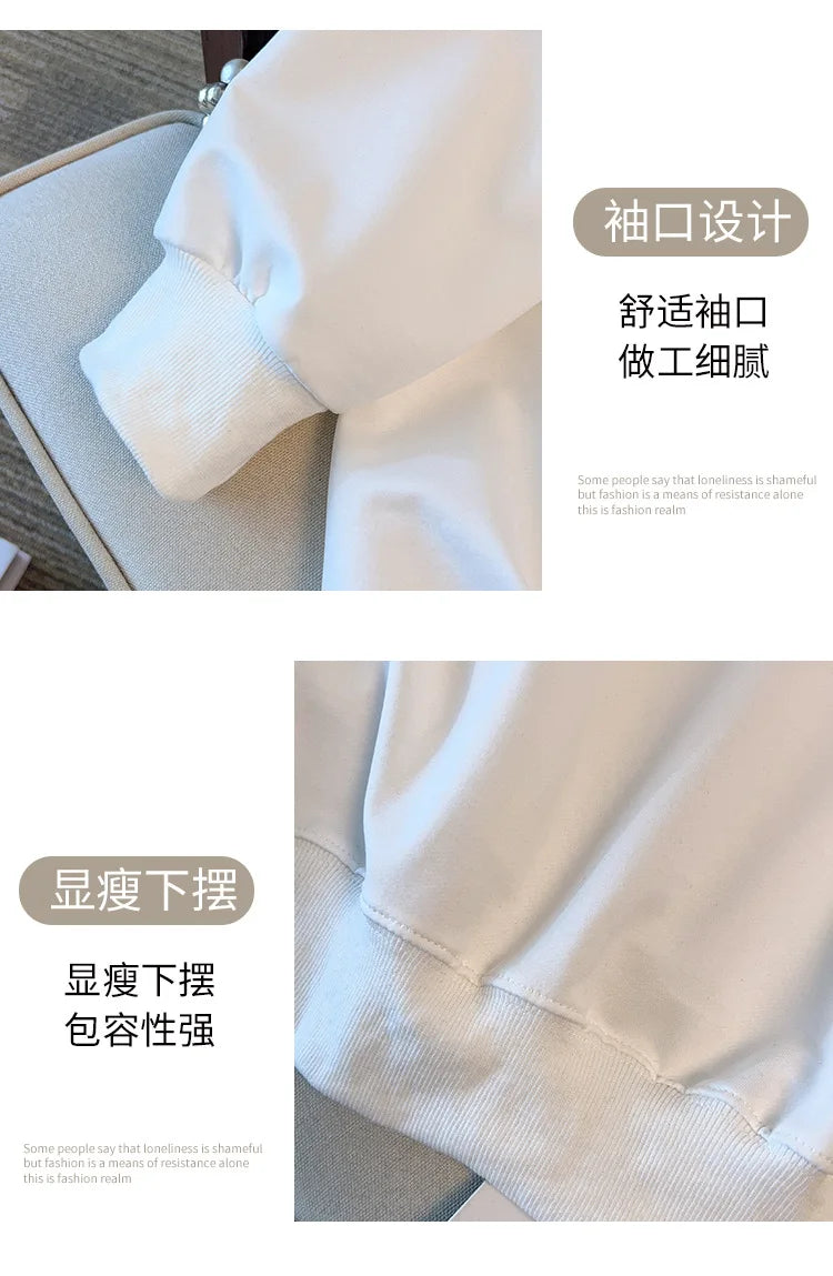 175kg plus size Damen büste Frühling Herbst loser Polo kragen Kaninchen besticktes Sweatshirt schwarz weiß 5xl 6xl 7xl 8xl 9xl.