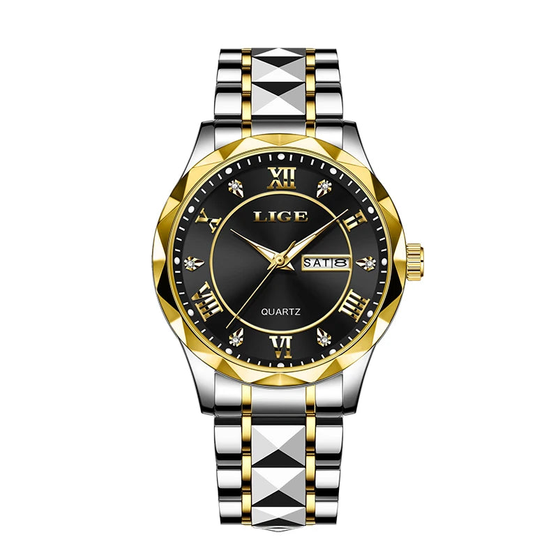 LIGE 2025 brand luxury women's watches waterproof luminous date day Ladies Watch stainless steel quartz watches for women reloj