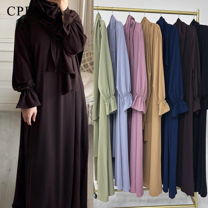 2024 Spring Muslim Modest Dress for Women Eid Arabic Femme Hijab Abaya Dubai 2 Pieces Islamic Long Sleeve Turkey Robe clothing.