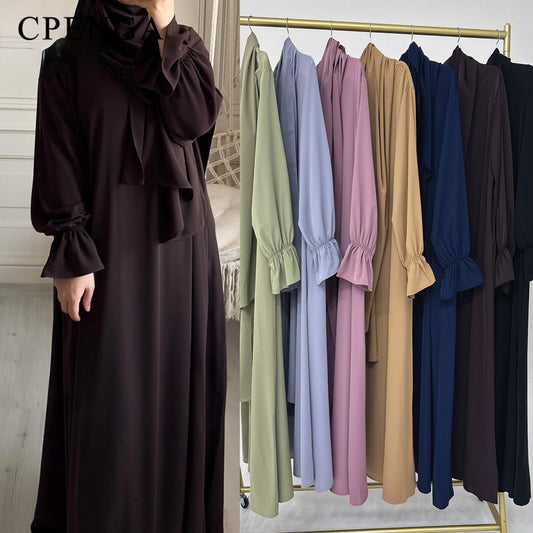 2024 Spring Muslim Modest Dress for Women Eid Arabic Femme Hijab Abaya Dubai 2 Pieces Islamic Long Sleeve Turkey Robe clothing.