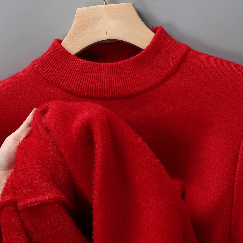 Knitwear Sweater New Autumn/Winter Mock Neck Sweatshirts Solid Color Pullovers Man Brand Casual Mens Clothing.