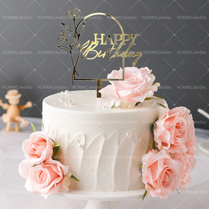 Ins Gold Alles Gute zum Geburtstag Kuchen Topper Geburtstag Mädchen Acryl Geburtstag Party Kuchen Topper Geschenk Dessert Dekoration.