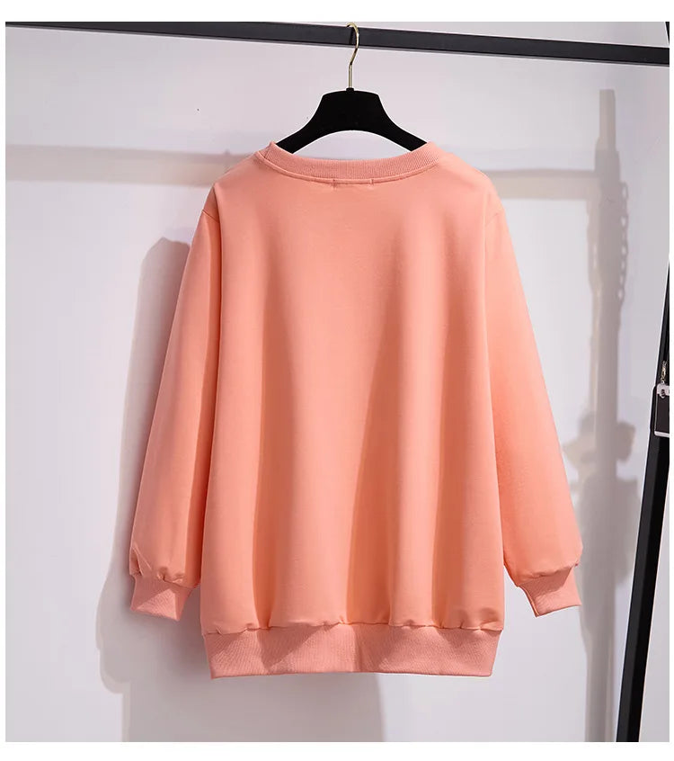 175Kg Plus Größe frauen Fehlschlag 170 Frühling Herbst Neue Lose Rundhals Cartoon Sweatshirt 6XL 7XL 8XL 9XL 10XL 11XL 6 Farben.