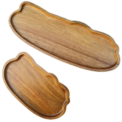 Japanese Style Wooden Tea Coffee Tray Fruit Dessert Candy Plate Wood Decorative Bread Snack Cake Food Dish Trays Tableware.