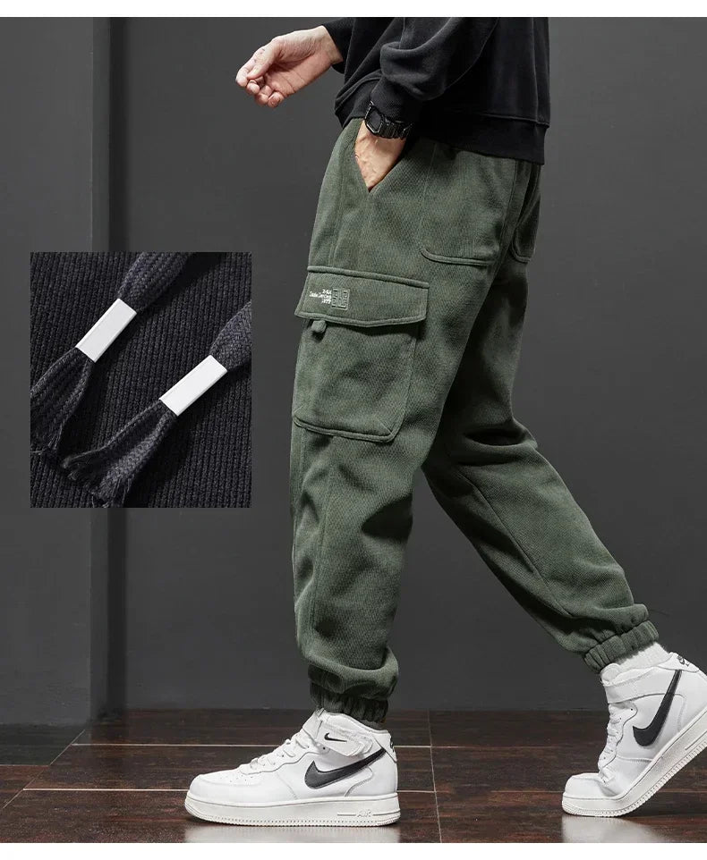 Spring Autumn New Style Elastic Waist Casual Pants for Men Stretch Straight Drawstring Harem Jogging Sports Long Pants Male.