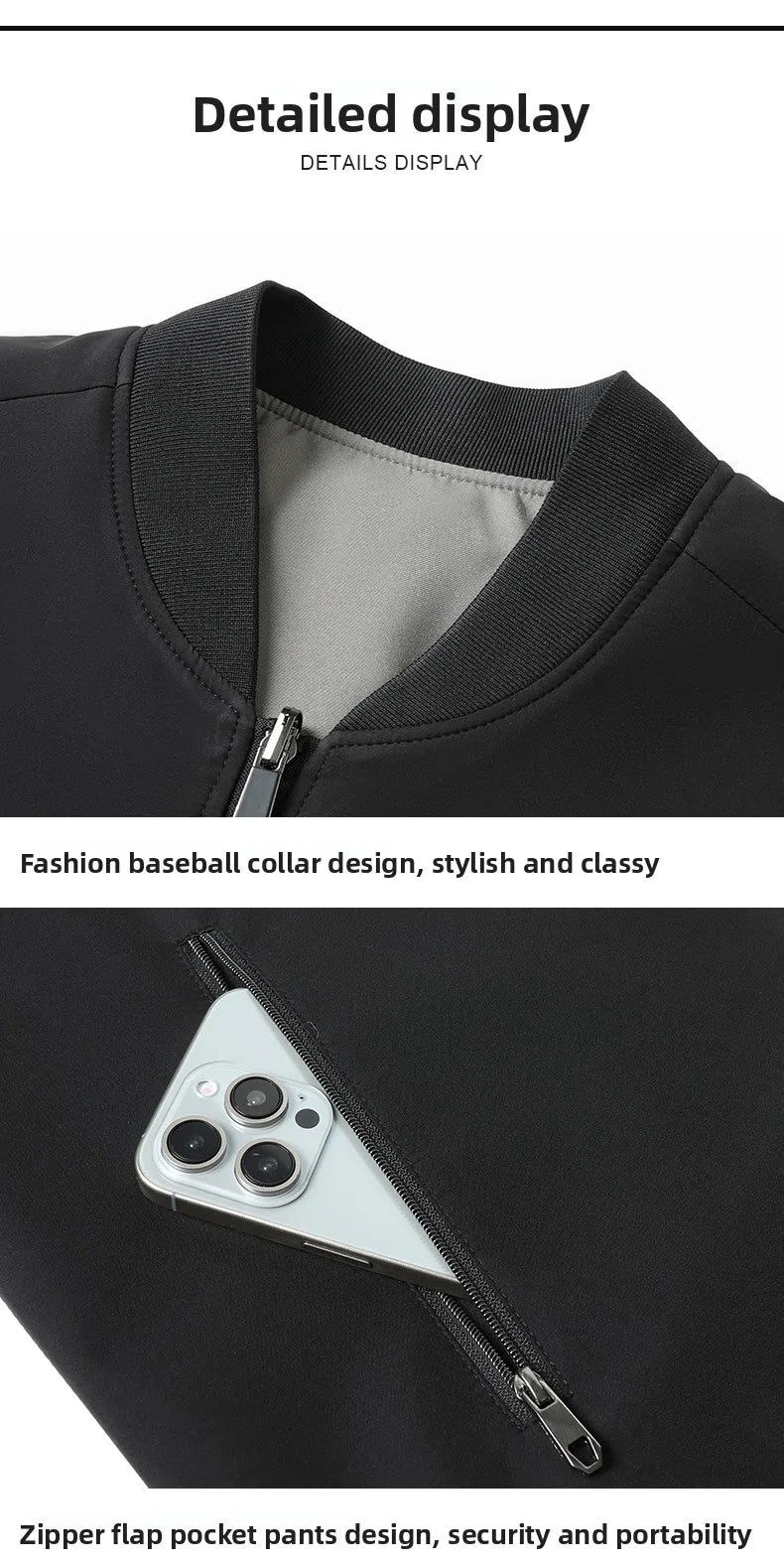 Premium Wrinkle Free Reversible Breathable Baseball Collar Men Blazer Jacket Business Casual Windbreaker Lightweight Coats.