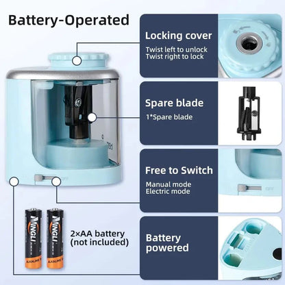 Elektrischer automatischer Bleistift spitzer für Studenten, spiralförmiger Stahl klingens chärfer für Künstler, Buntstifte für Kinder und Erwachsene.