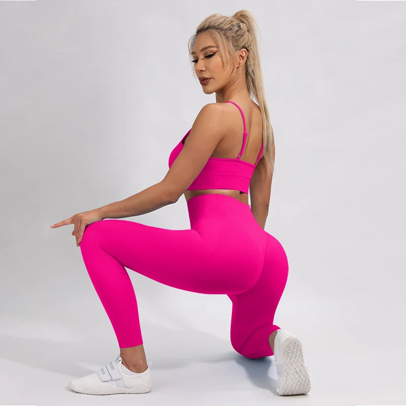 2/3/4Pcs Women's Tracksuit Seamless Yoga Set Leggings Sports Suit for Fitness Long Sleeve Top Gym Clothing Workout Sportswear.