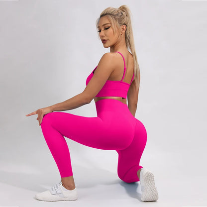 2/3/4Pcs Women's Tracksuit Seamless Yoga Set Leggings Sports Suit for Fitness Long Sleeve Top Gym Clothing Workout Sportswear.