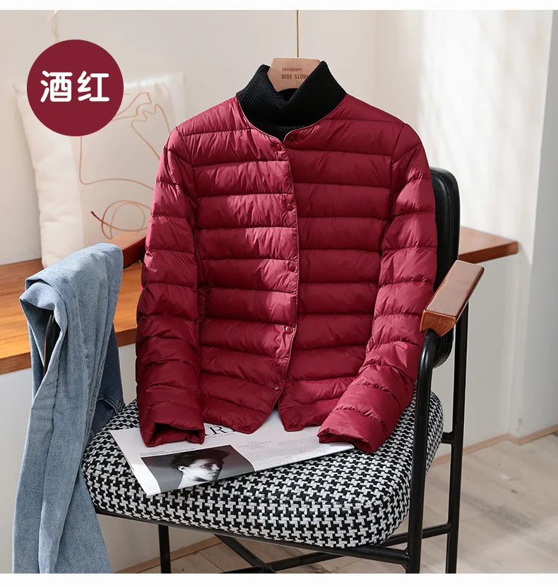 Neuheiten frauen Weiße Ente Unten Liner Puffer Jacke 2023 Herbst Winter Weibliche Warm Halten Koreanische Büro Dame Unten Mantel.