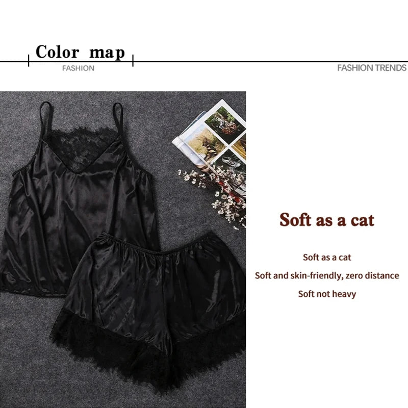 Spitze Pyjama Sets Frauen Pijama Mujer Strap Ärmellose Sexy Nachtwäsche Kurze Dessous Set Weibliche Nacht Tragen.