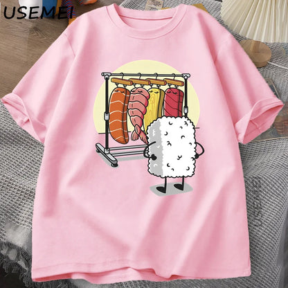 Sushi Wardrobe T Shirt Women Men Funny High Quality T-shirt Cotton Graphic T Shirts Loose Short-sleeve Pritned Tshirt Man Tops.