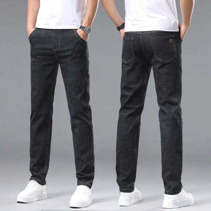 2024 Fashion Men Stretch Loose Straight Jeans Casual Elastic Slim Fit Denim Pants Male Brand Business Trousers Large size 38 40.