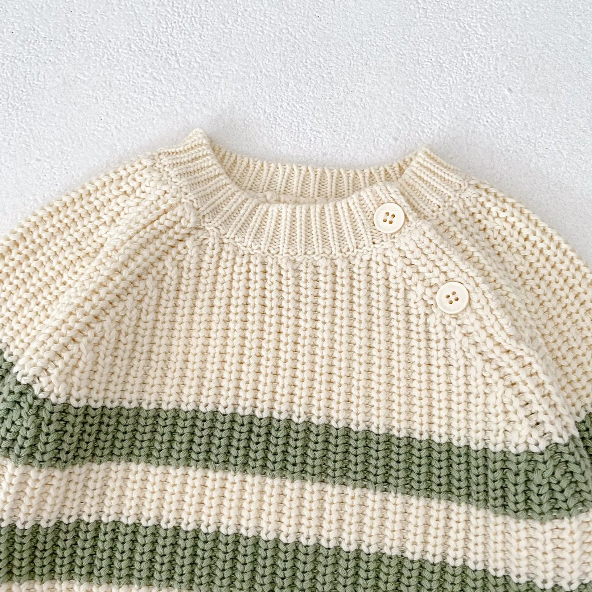 Baby-Pullover für Herren und Damen, neue Herbst-Stile für Säuglinge und Kleinkinder, gestreifte Strickoberteile und Hosen-Sets.