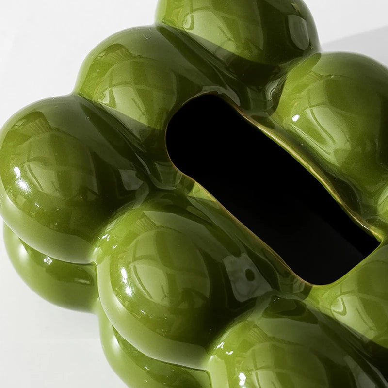 Light Luxury Olive Green Ceramic Tissue Box Bathroom Tissue Box Household Living Room Coffee Table Desktop Ornaments Home Decor.