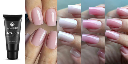 MSHARE 50g/250g Shimmer Pink White Acrylic Gel TPO Free Glitter Shiny Extension Acryl Hard Gel Nails Sculpting Construction.