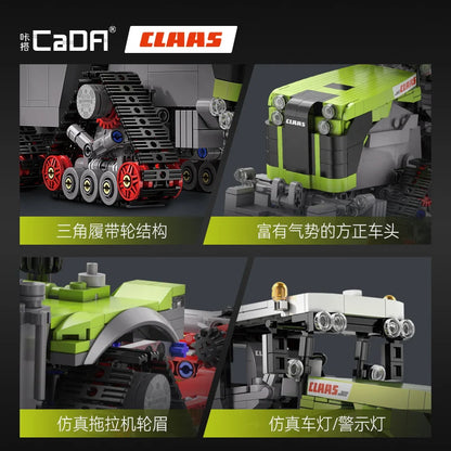 Cada 1336pcs 1:32 Famous CLAAS City Agricultural Vehicle Building Block MOC Bricksley Design Truck Bricks Toys Children Gifts.