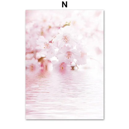 Pink Cherry Blossom Tulip Bicycle Flower Nordic Posters Ferris Wheel Wall Art Print Canvas Painting Living Room Home Decoration.