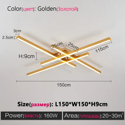 Schwarz Kronleuchter quadratische Schlafzimmer Lampen Wohnzimmer Lampe LED Deckenleuchte Nordic minimalistische kreative LED Deckenleuchte Streifen Lichter