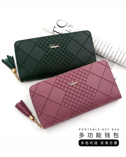 Zipper Money Coin Purse Women Card Holder Long PU Leather Clutch Wallet Large Capacity Lady Wristlet Phone HandBags Money Pocket.