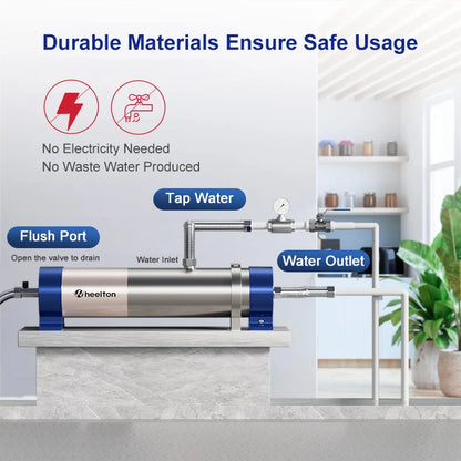 Wheelton whole house high flow water filter purifier 1000L-3000L SUS304 mineral water filter Reusable 0.01um PVDF for 5 years.