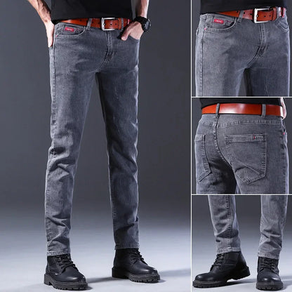 Frühling Herbst Xintang Denim Jeans Herren Slim Fit Casual Trendy Modische Alltagskleidung Blau Gerade Bein Hosen Elastische Taille.
