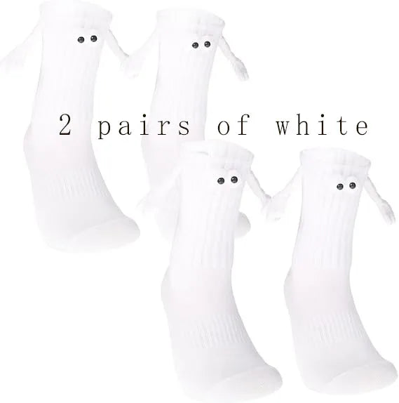 Funny Adult Socks Magnetic Hand in Hand Solid Color Cartoon Couple Socks Holiday Party Gifts for All Seasons