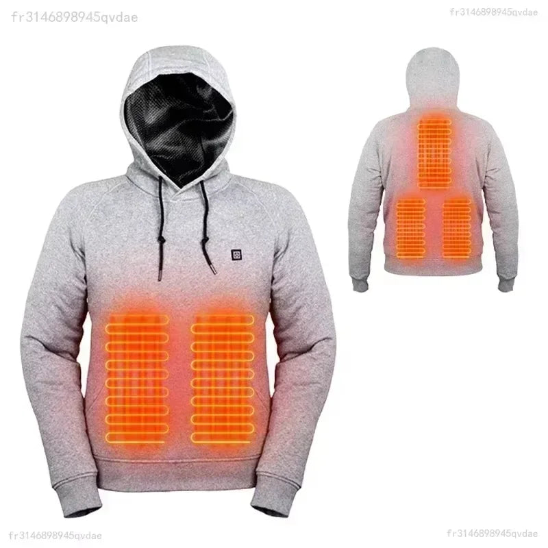 2025 Outdoor Electric USB Heating Sweaters Hoodies Men Winter Warm Heated Clothes Charging Heat Jacket Sportswear.