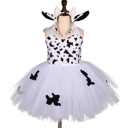 Halloween Tier Cosplay Kostüm für Kinder Wald Thema Kühe Tiger Giraffe Leopard Zebra Tutu Kleider Performance Tanz Sets.