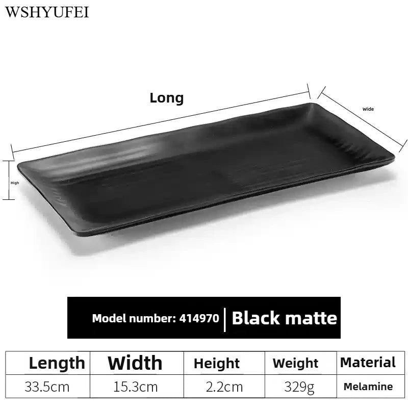 Black Melamine Plate Plastic Barbecue Dish Commercial Cutlery Kitchen Dinner Plates Not Easily Broken Tableware Accessories
