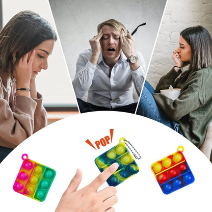 12/24/48Pcs Mini Pop Push Fidget Toys Set Keychain Fidget Toy Anti-Anxiety Stress Relief Hand Toy Pack for Kids Adults Gifts.