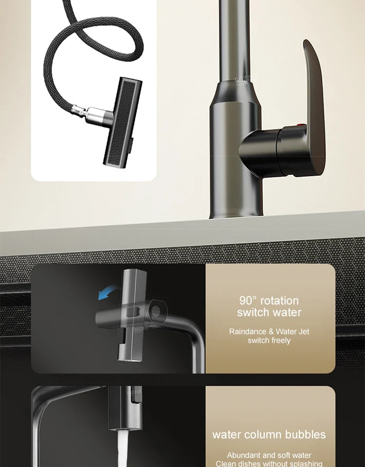 Waterfall Sink Large Single Slot Stainless Steel Kitchen Sink Embossed Washbasin Under The Basin Installation For Kitchen