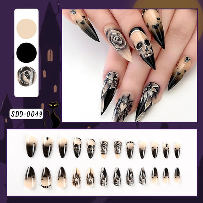 24Pcs White French Press On Nails 3D Bow Design Full Cover Wearable False Nails Short Square Head Ballet Fake Nails For Women.