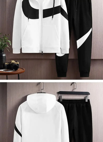 Autumn Winter Loose Hooded Long Sleeve Zipper Jacket Pants Trendy Set Men's Clothing New Hot Sale Of The Season Style Casual Out.